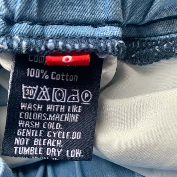 Wide Leg Pants Cotton High Rise Elastic Waist Blue Jeans Color Like EUC SZ US 8 - Picture 5 of 10